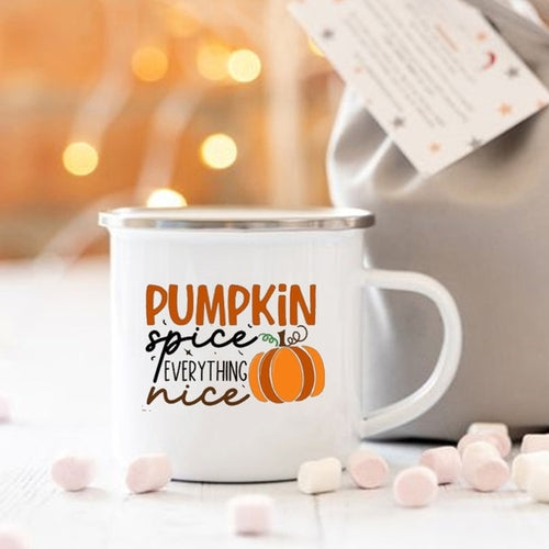 Pumpkin Spice and Everything Nice Enamel Mug Halloween Camping Mug