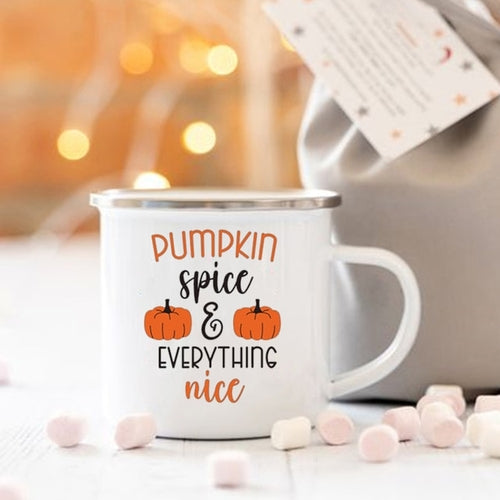 Pumpkin Spice and Everything Nice Enamel Mug Halloween Camping Mug