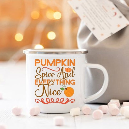 Pumpkin Spice and Everything Nice Enamel Mug Halloween Camping Mug