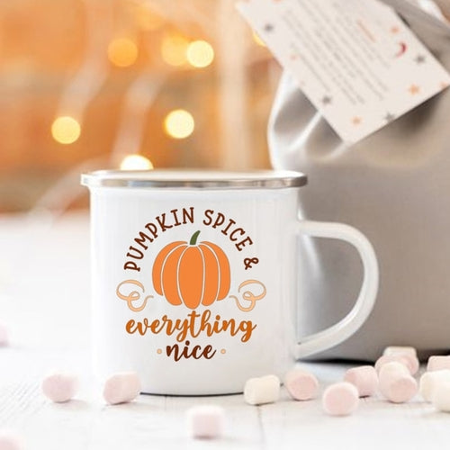 Pumpkin Spice and Everything Nice Enamel Mug Halloween Camping Mug
