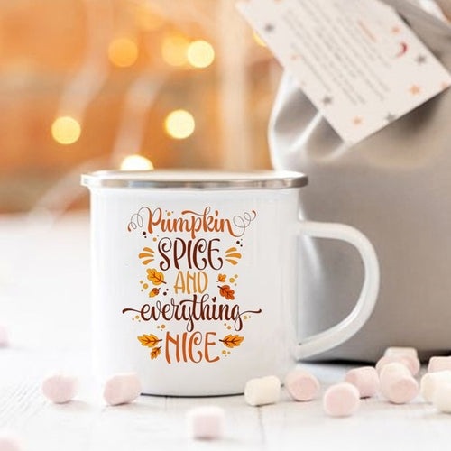 Pumpkin Spice and Everything Nice Enamel Mug Halloween Camping Mug