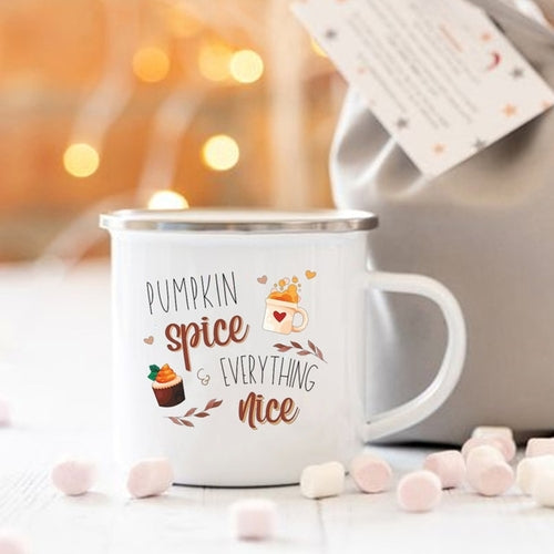 Pumpkin Spice and Everything Nice Enamel Mug Halloween Camping Mug