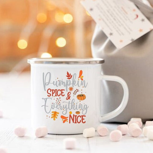 Pumpkin Spice and Everything Nice Enamel Mug Halloween Camping Mug