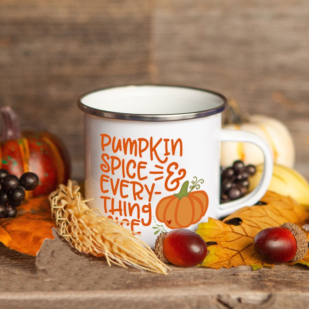 Pumpkin Spice and Everything Nice Enamel Mug Halloween Camping Mug
