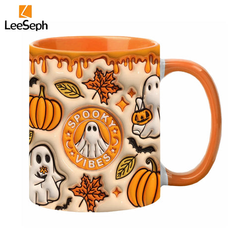 Leeseph Halloween Mug, Trick or Treat Halloween Pumpkin Cute Ghost
