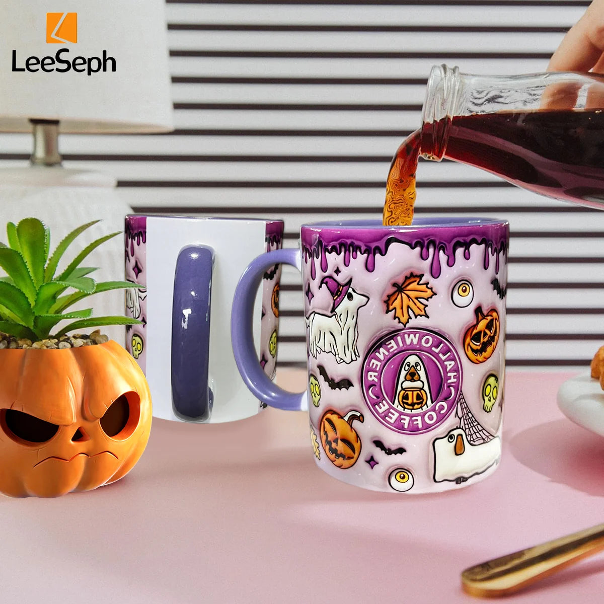 Leeseph Halloween Mug, Trick or Treat Halloween Pumpkin Cute Ghost