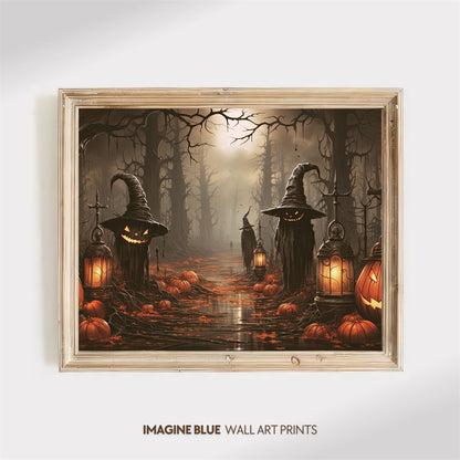 Abstract Art Canvas Painting Gothic Crow Pumpkin Skull Canvas Painting