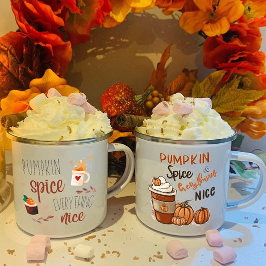 Pumpkin Spice and Everything Nice Enamel Mug Halloween Camping Mug